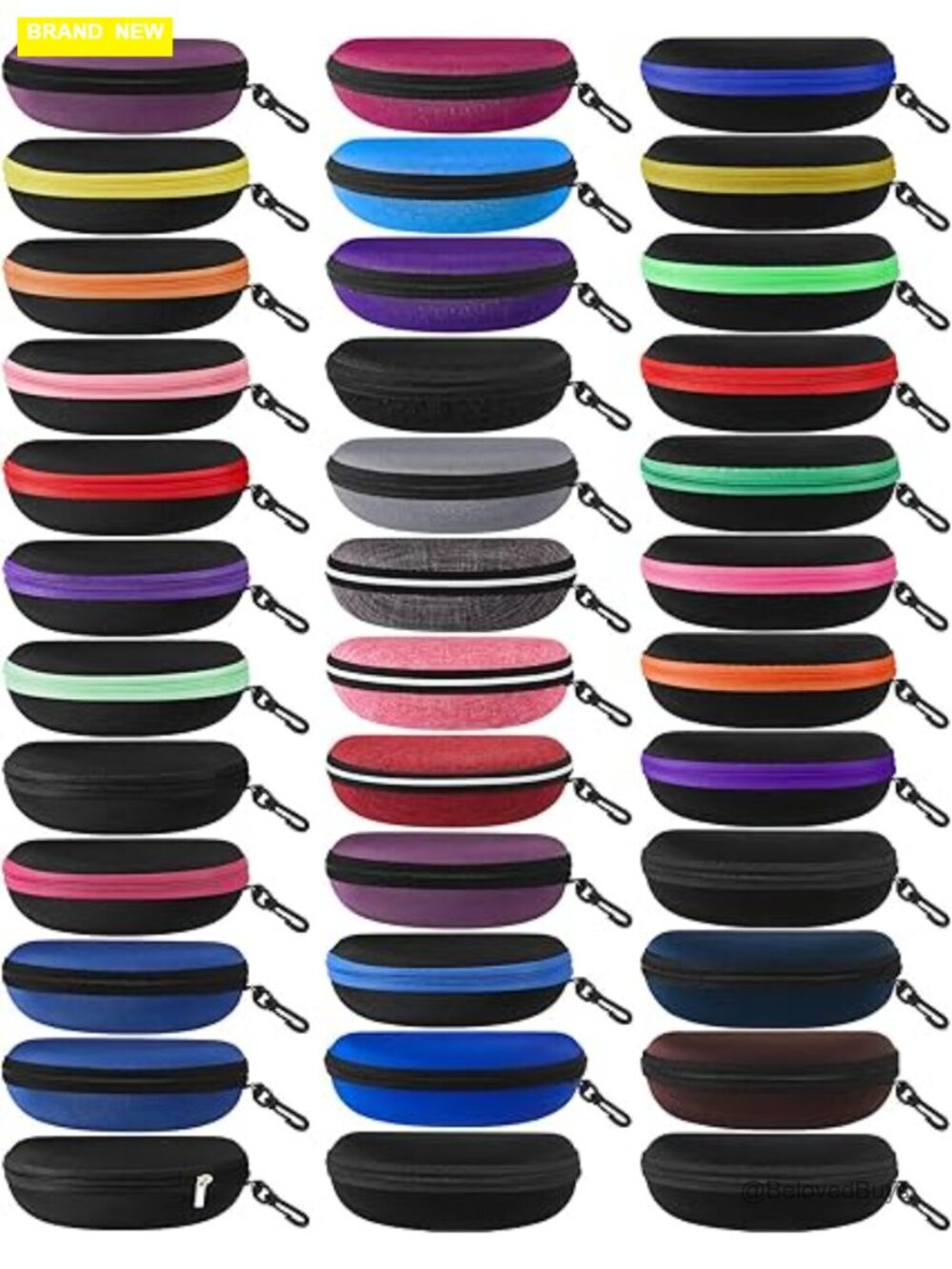 36 Pack Hard EVA Sunglasses Case with Zipper Hook Portable Travel Eyeglass Case